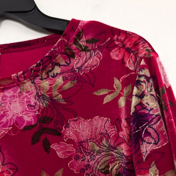 WHITE STAG Top Women's XL Multicolor Velvet Floral Artsy Pullover - Picture 4 of 13